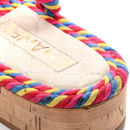 Chanel Cord Lambskin Quilted Logo Sandals 37 Multicolor 12 of 15
