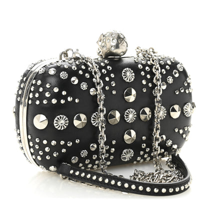 Alexander McQueen Calfskin Studded Britannia Skull Chain Clutch Black 3 of 10