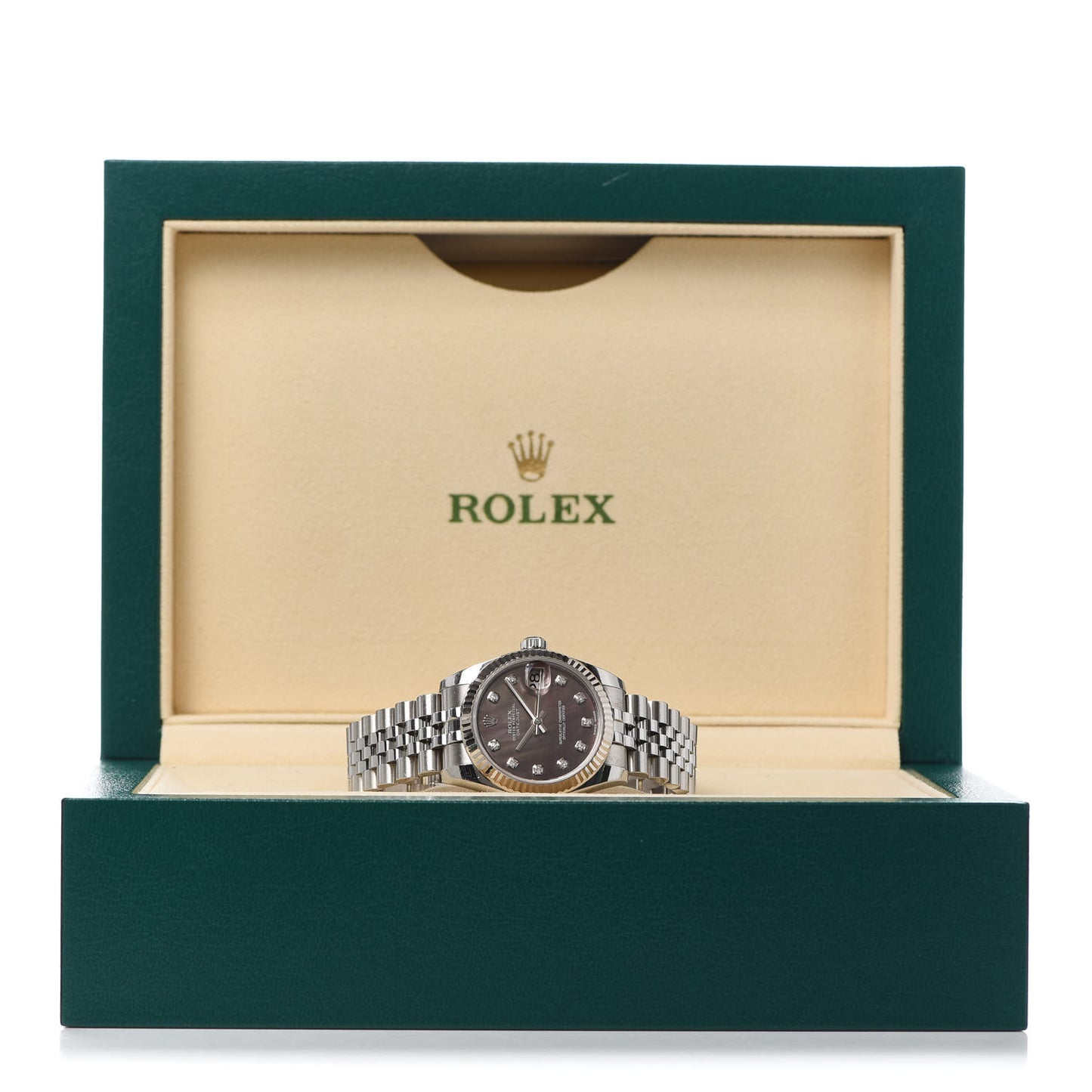 Stainless Steel 18K White Gold Diamond Black Mother of Pearl 31mm Oyster Perpetual Datejust Watch 178274