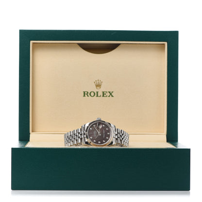 Rolex Stainless Steel 18K White Gold Diamond Black Mother of Pearl 31mm Oyster Perpetual Datejust Watch 178274 8 of 8
