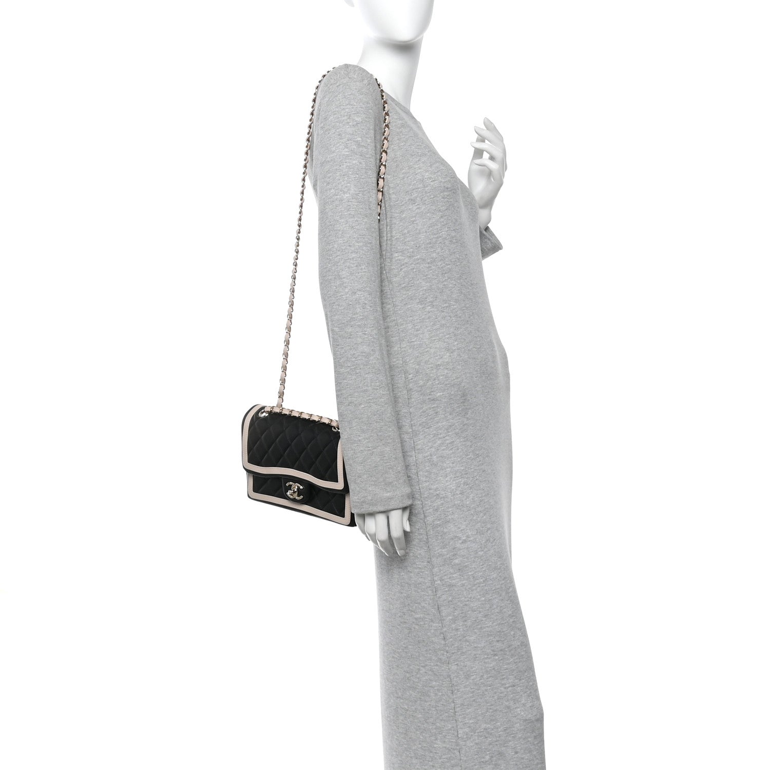 Chanel Lambskin Quilted Bicolor Flap Black Beige 2 of 11