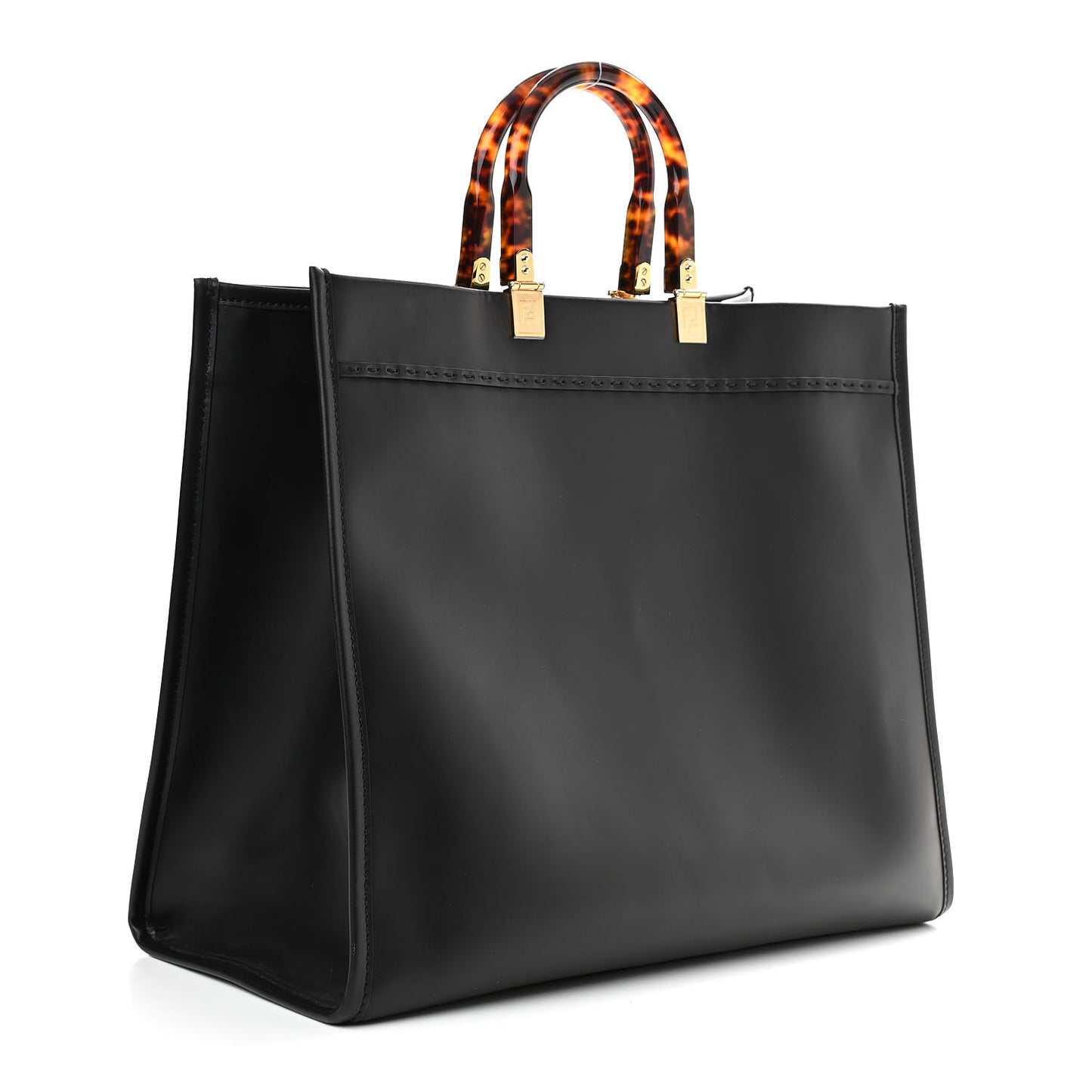 Vitello King Plexiglass Large Fendi Sunshine Shopper Tote Black