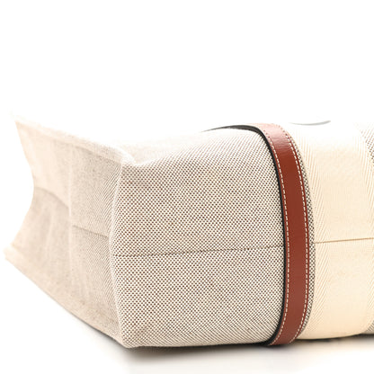 Chloe Cotton Calfskin Large Woody Ribbon Tote White Brown 8 of 11
