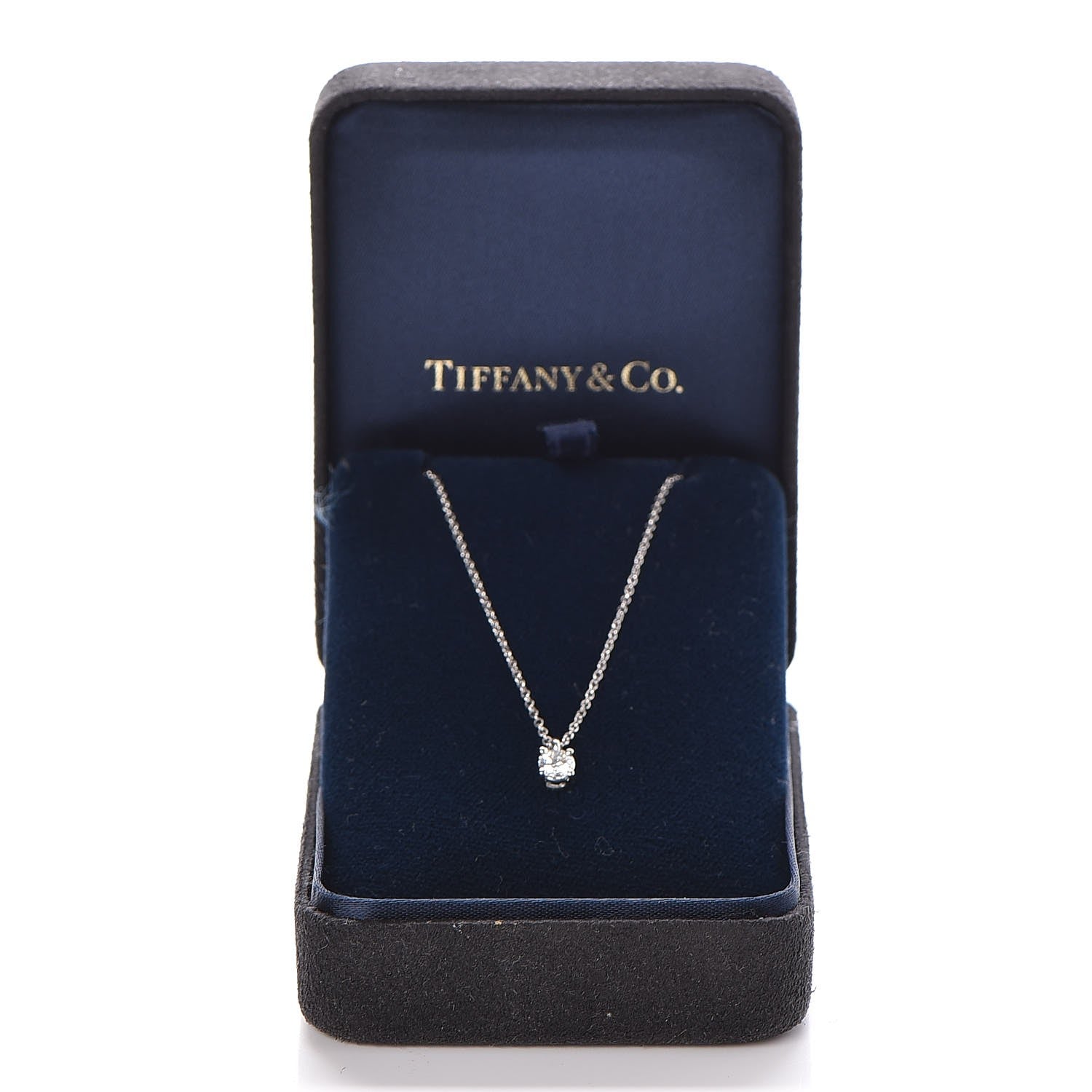 Tiffany Platinum Diamond .25ct Solitaire Pendant Necklace 7 of 7