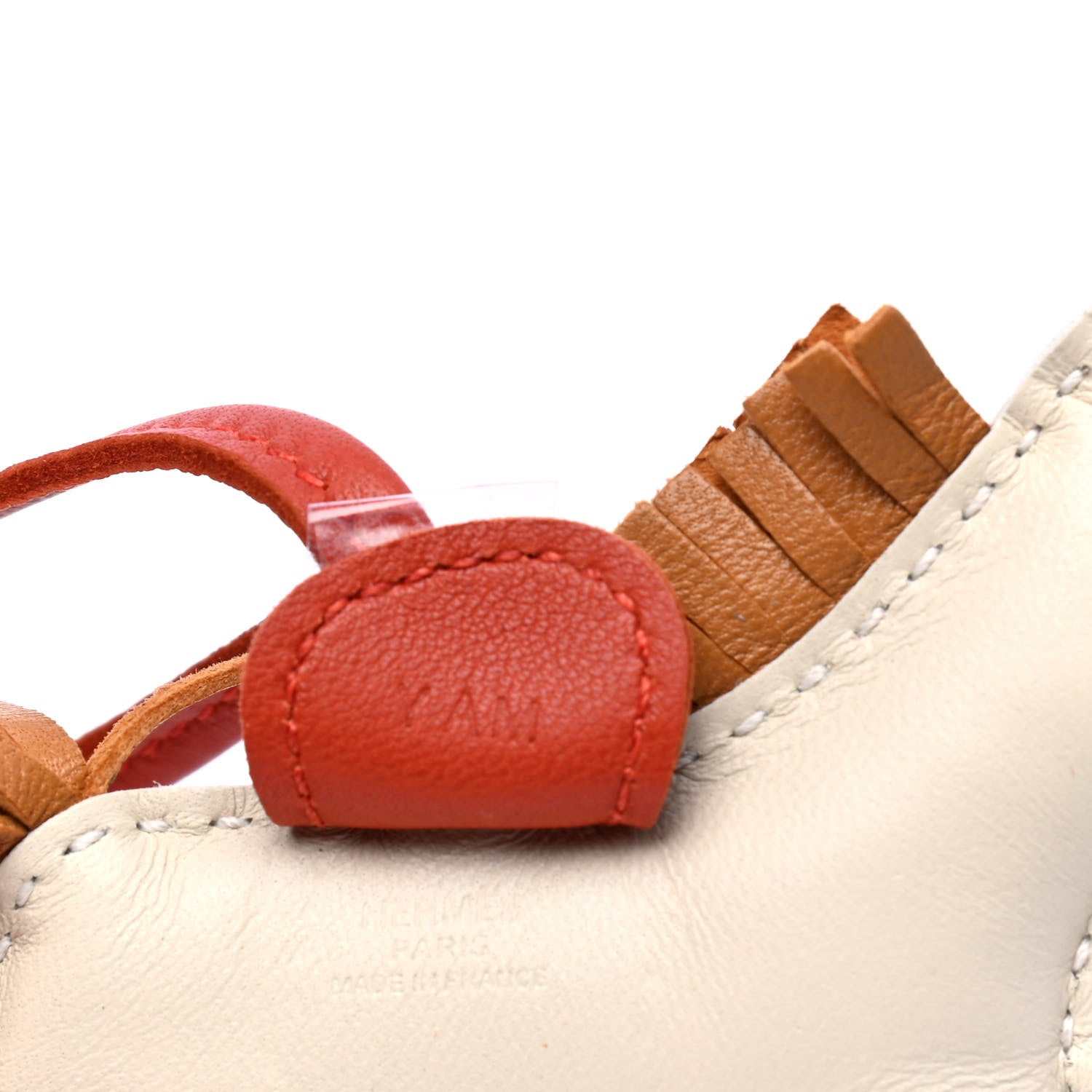 Hermes Milo Lambskin Grigri Rodeo Horse Bag Charm PM Craie Sesame Cornaline 3 of 3