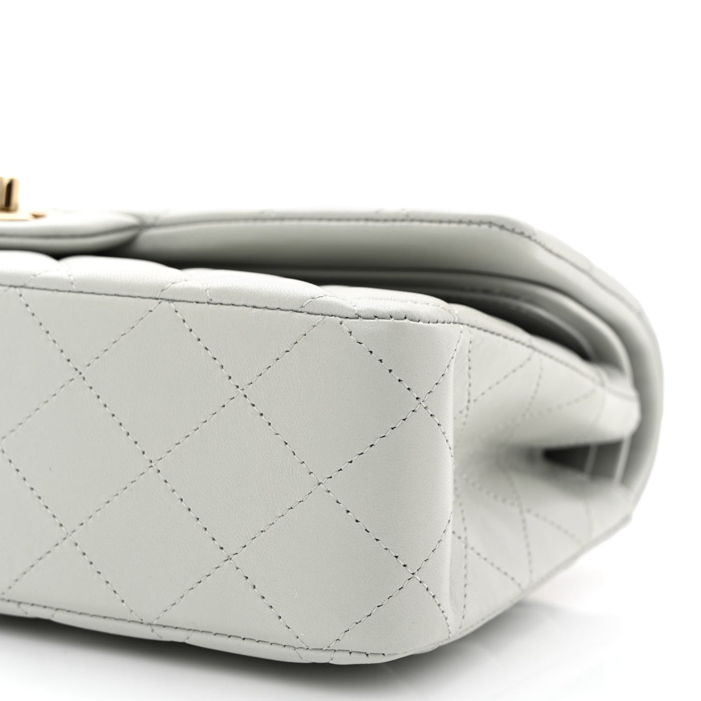 Lambskin Quilted Medium Double Flap Light Blue