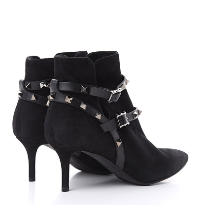 Valentino Garavani Suede Rockstud Double Buckle 65mm Ankle Boots 36.5 Black 5 of 11