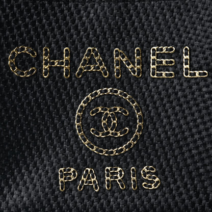 Chanel Woven Straw Raffia Small Deauville Tote Black 10 of 11
