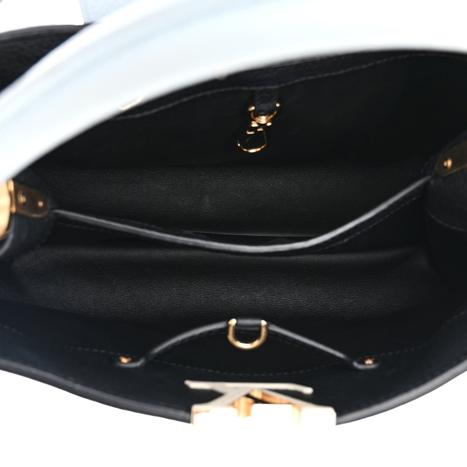 Louis Vuitton Taurillon Capucines MM Black Blue White 5 of 12