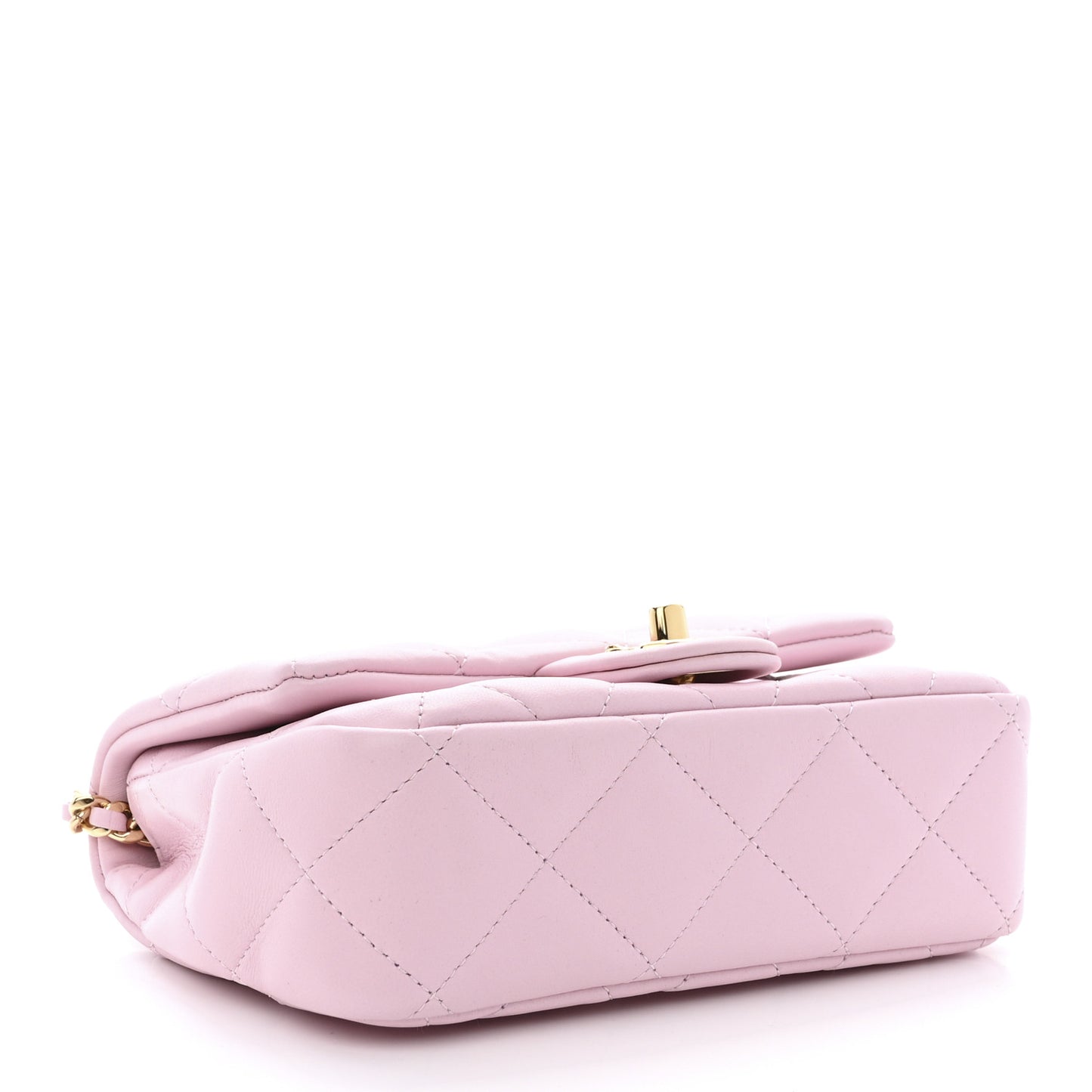 Lambskin Resin Quilted Top Handle Flap Light Pink