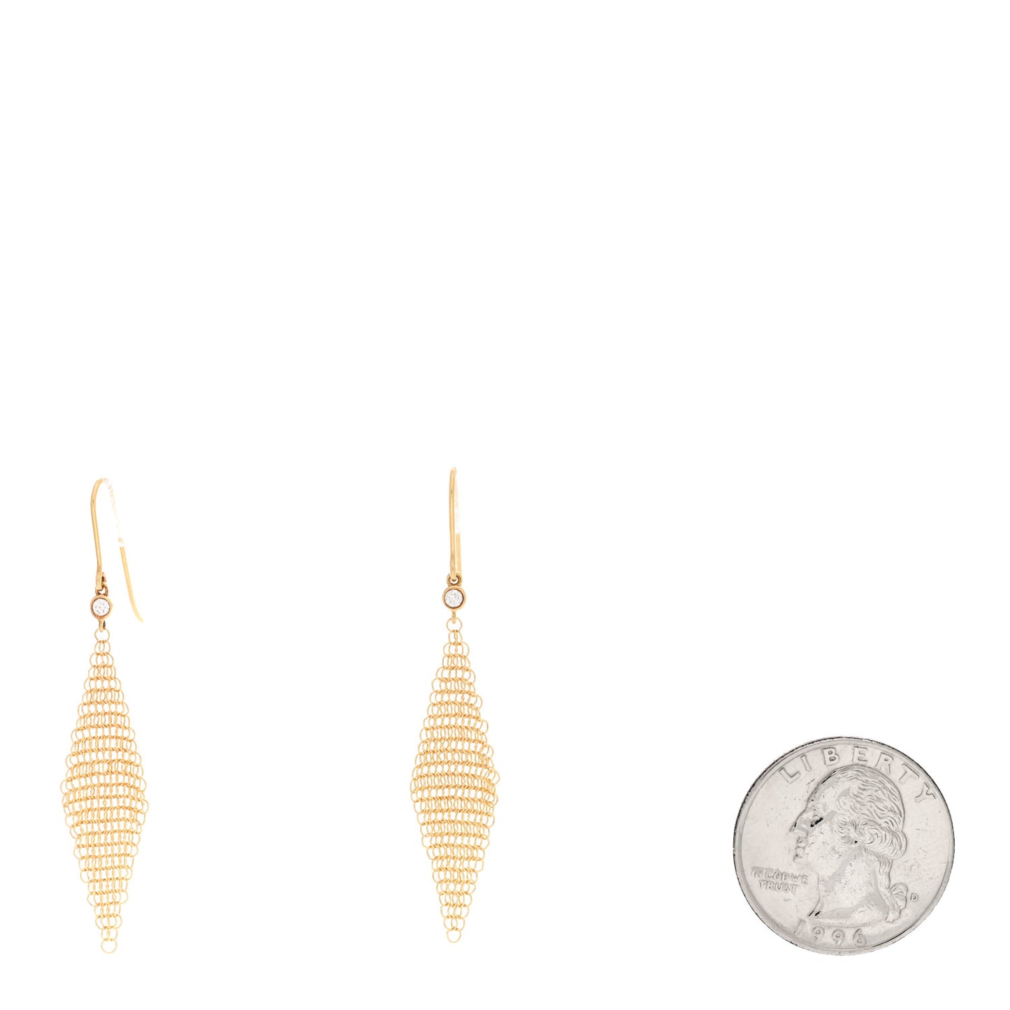 18K Yellow Gold Diamond Elsa Peretti Mesh Earrings
