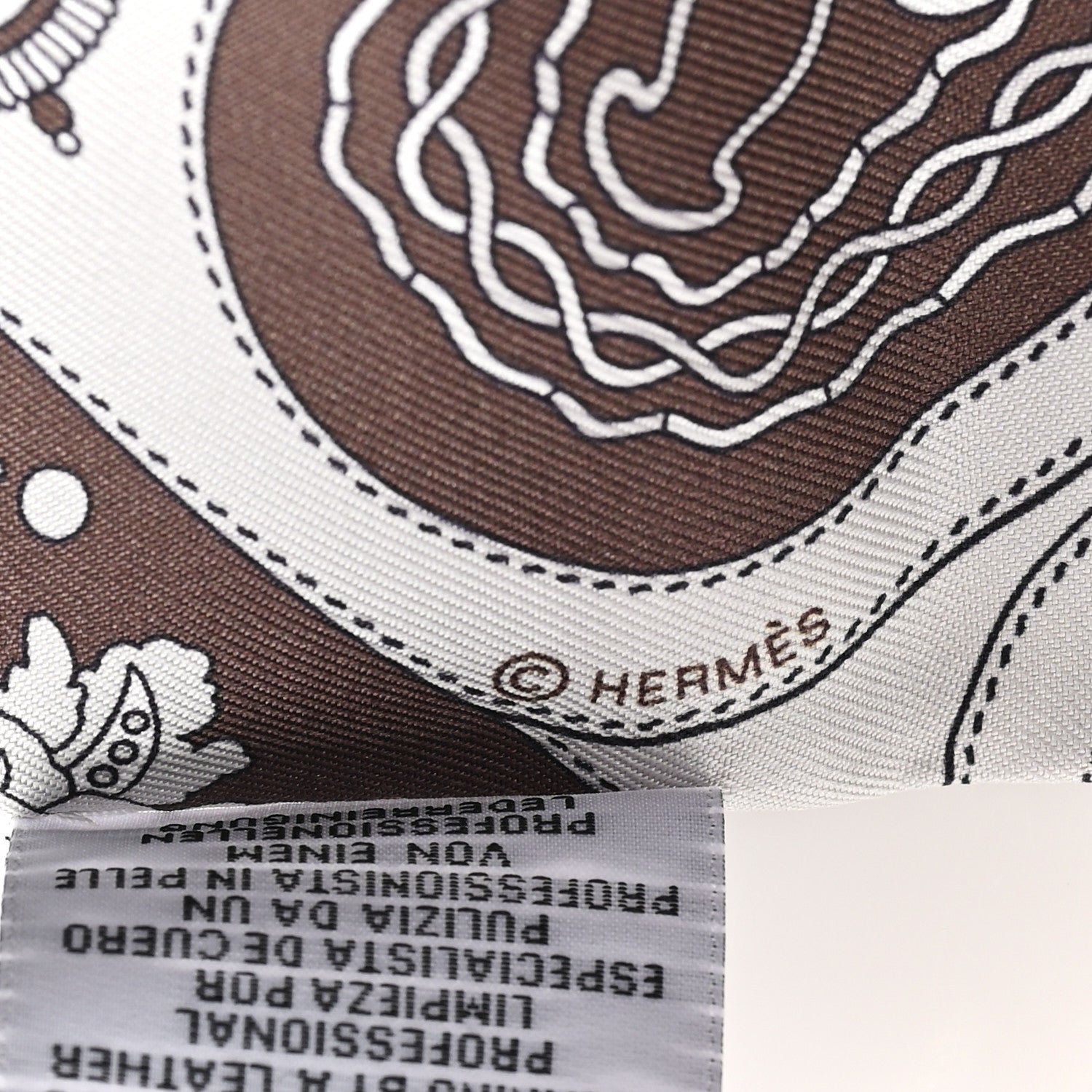 Hermes Silk Festival Des Amazones Bandana Fringed Twilly Craie Brun 4 of 4