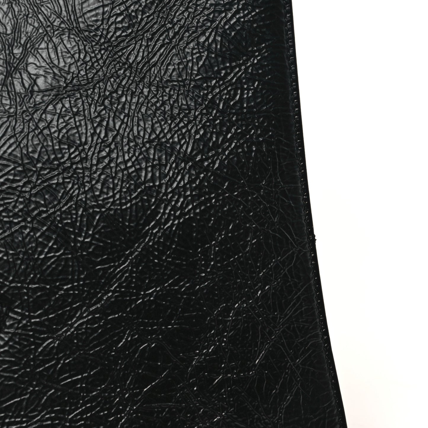 Shiny Aged Calfskin Shopping Bag Black