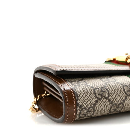 Gucci GG Supreme Monogram Azalea Calfskin Web Jackie 1961 Chain Wallet Beige Ebony Brown Sugar 9 of 10