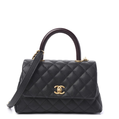 Chanel Caviar Lizard Embossed Quilted Mini Coco Handle Flap Black 1 of 20