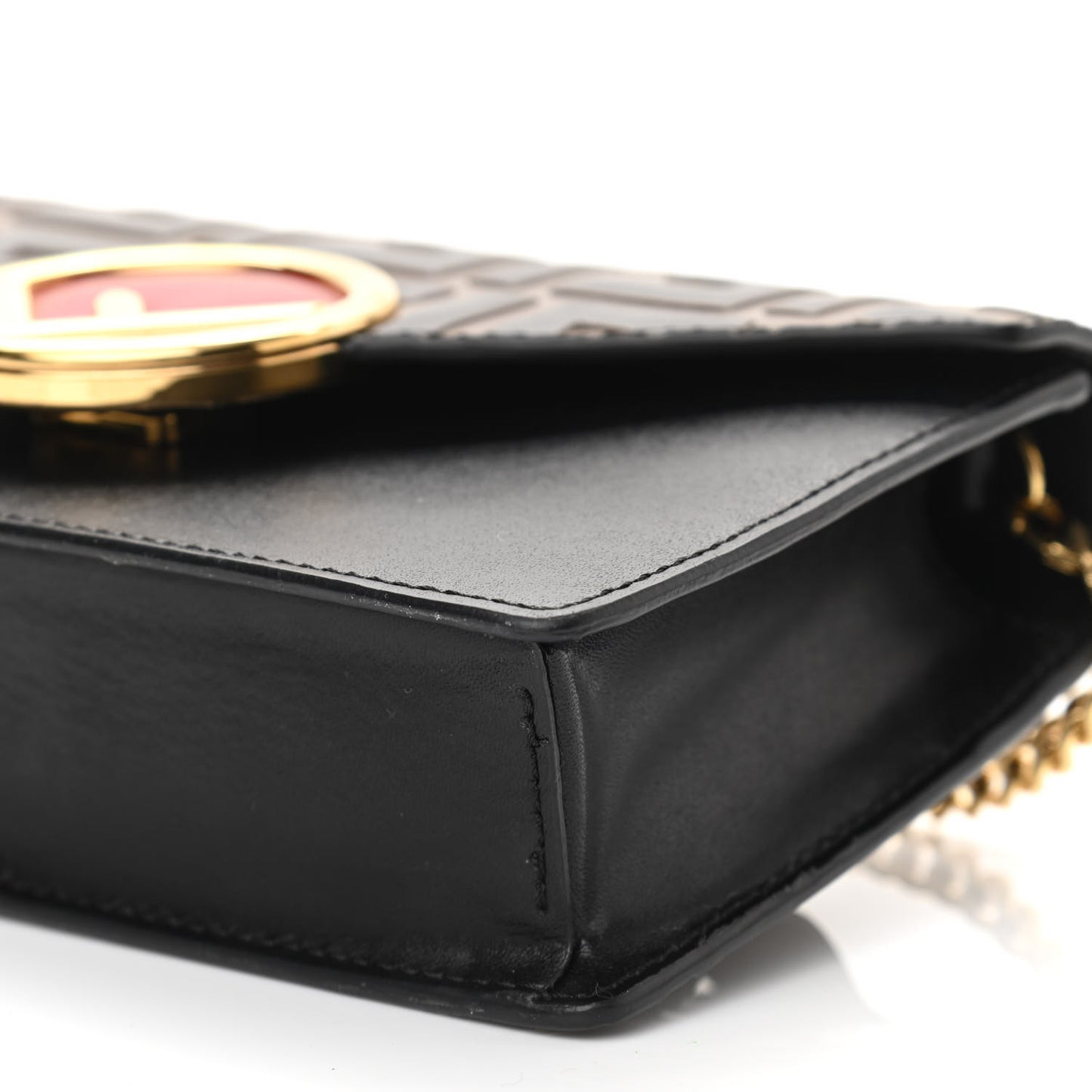 Vitello Liberty F is Fendi Bi-Color FF 1974 Embossed Envelope Belt Bag Maya Black