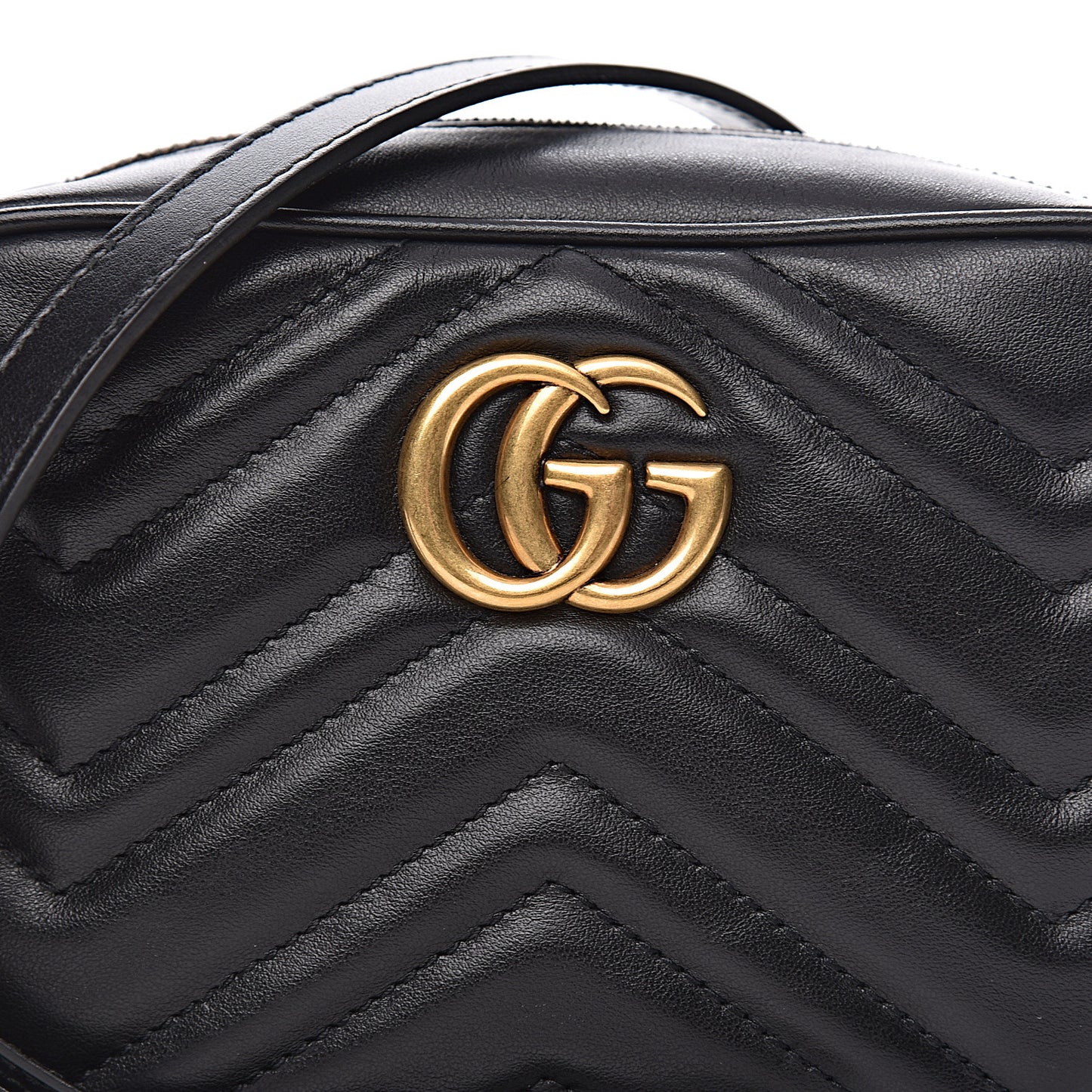Calfskin Matelasse Mini GG Marmont Chain Shoulder Bag Black