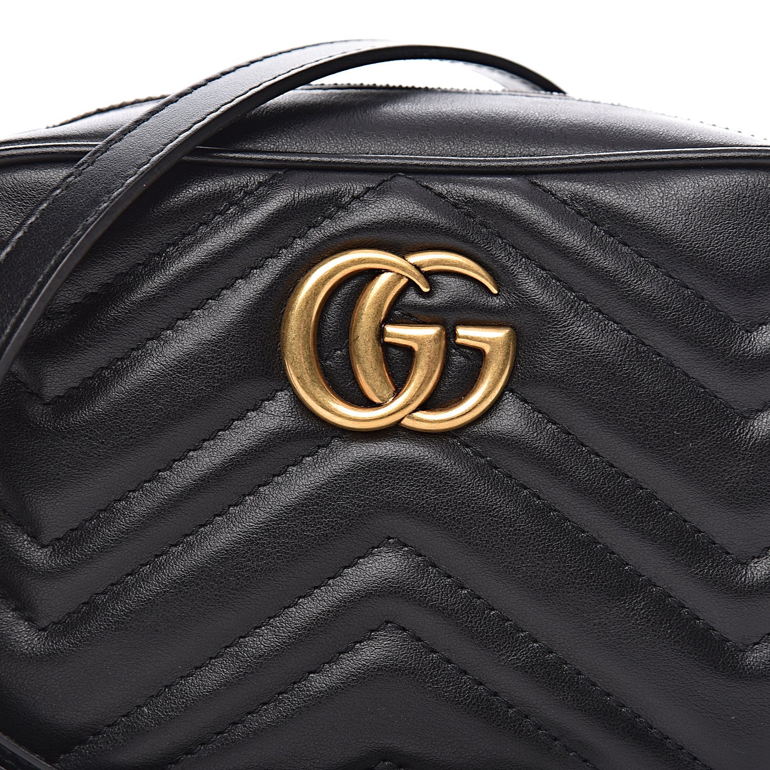 Gucci Calfskin Matelasse Mini GG Marmont Chain Shoulder Bag Black 9 of 12