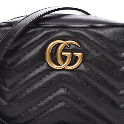 Gucci Calfskin Matelasse Mini GG Marmont Chain Shoulder Bag Black 9 of 12