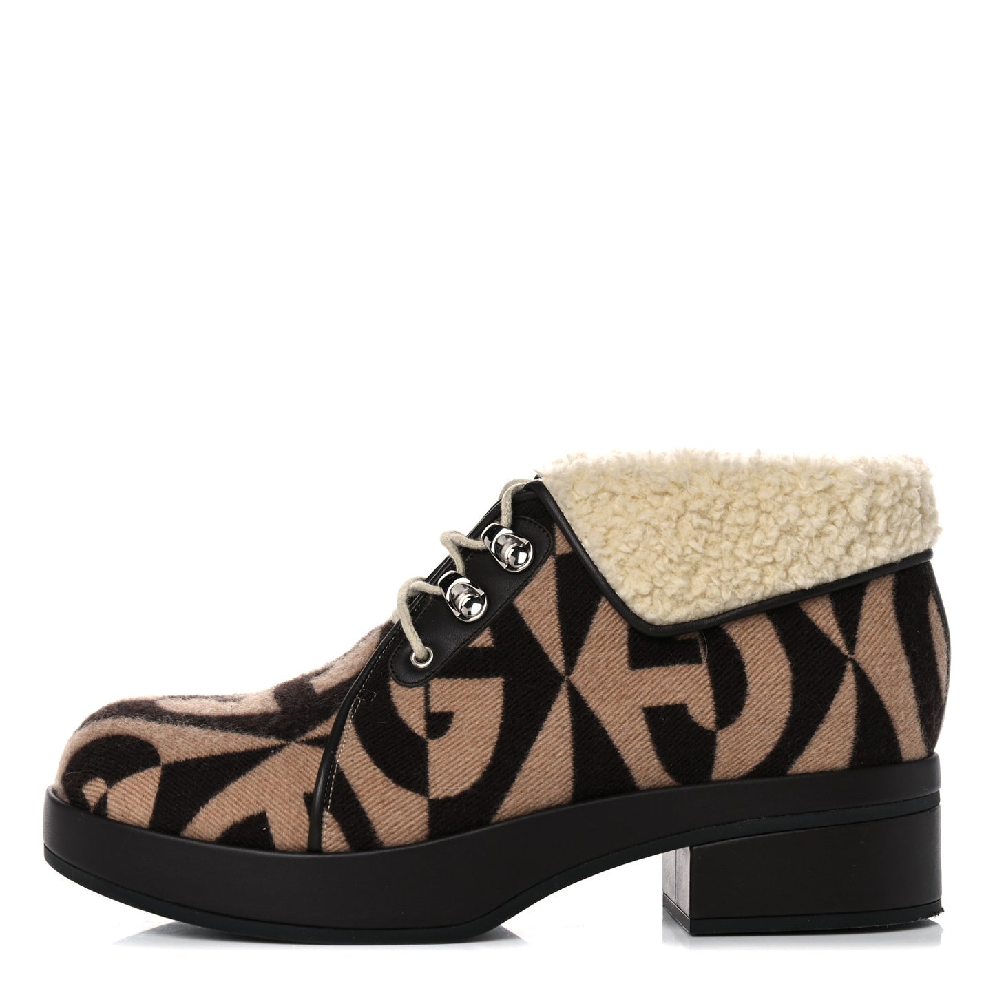 Wool Faux Shearling G Rhombus Womens Victor Ankle Boots 39 Beige Cocoa