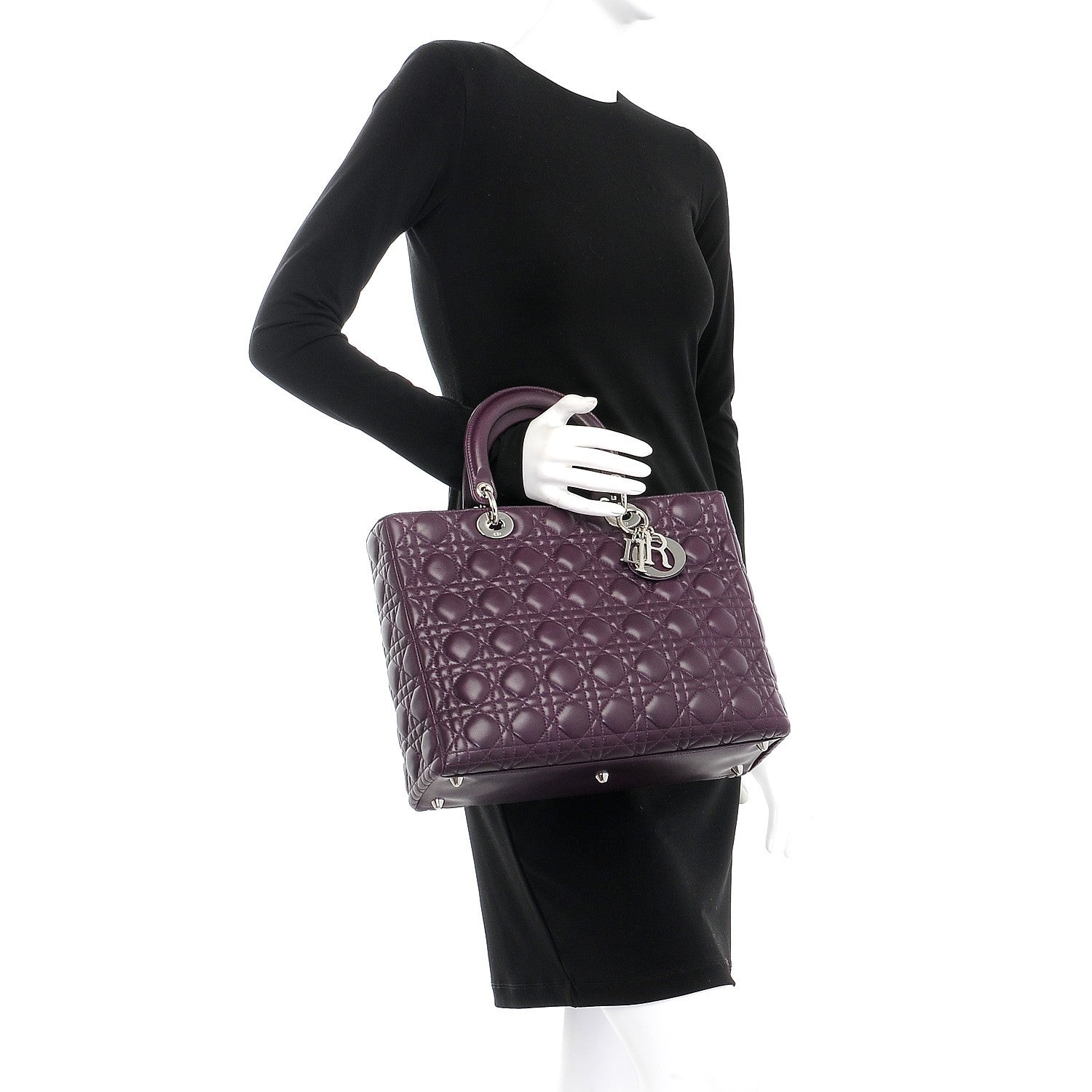 Christian Dior Lambskin Cannage Large Lady Dior Purple 6 of 34