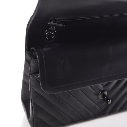 Chanel Lambskin Chevron Quilted Medium Double Flap So Black 15 of 16