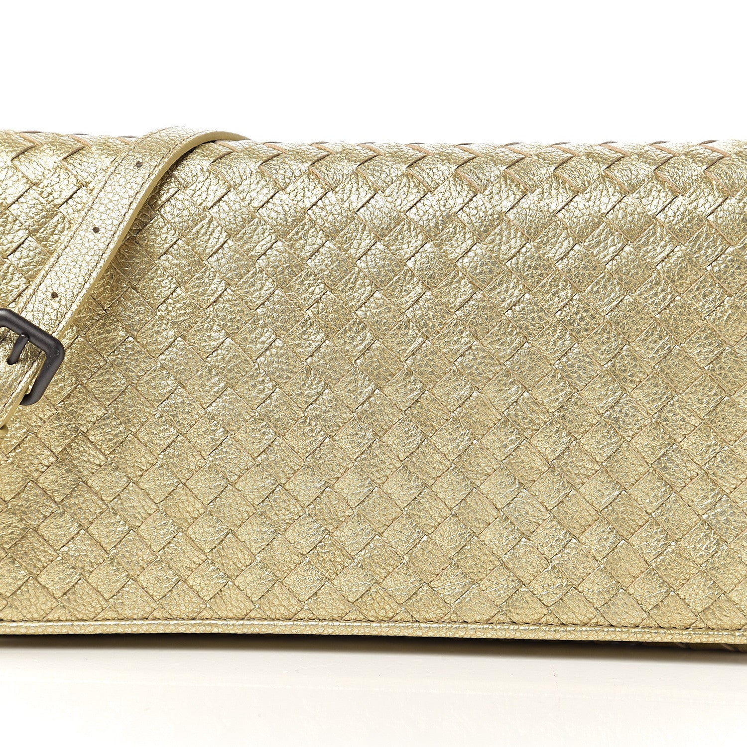 Bottega Veneta Metallic Goatskin Intrecciato Clutch Crossbody Gold 5 of 7