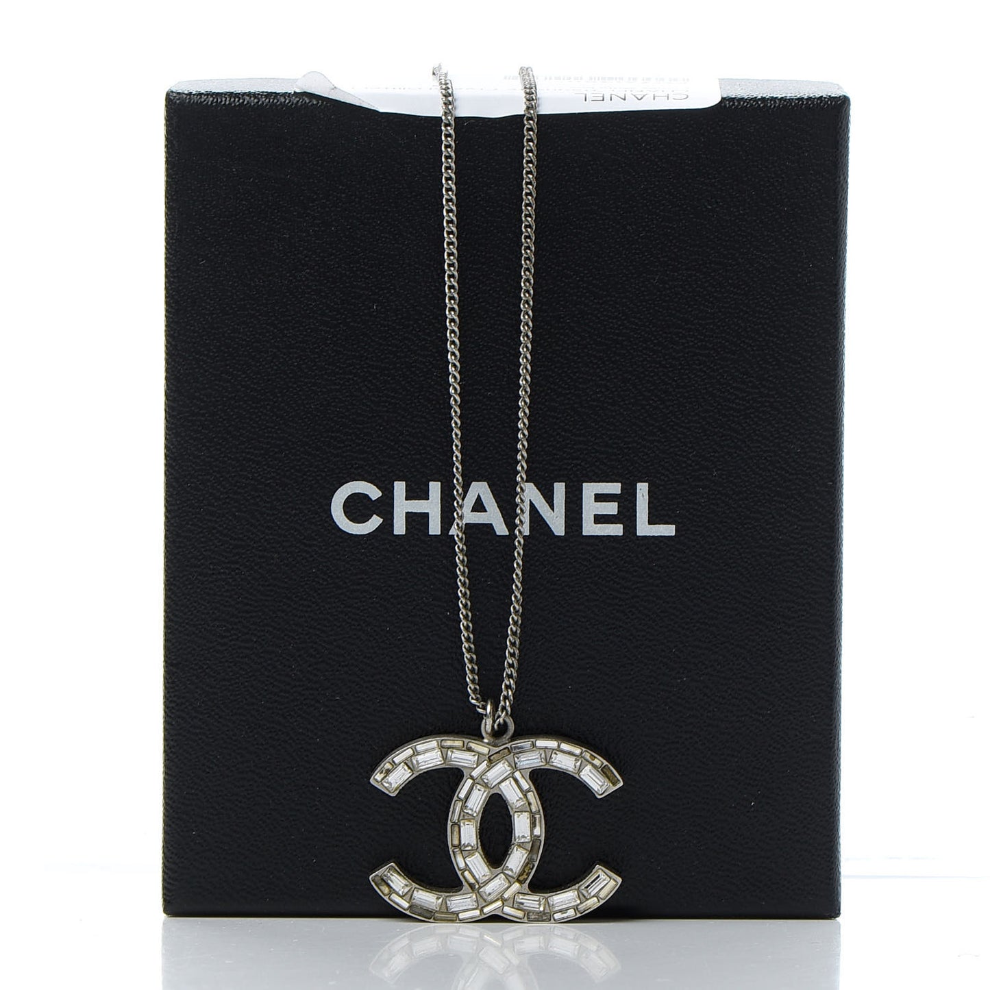 Baguette Crystal CC Necklace Silver