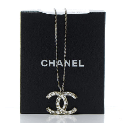 Chanel Baguette Crystal CC Necklace Silver 7 of 7