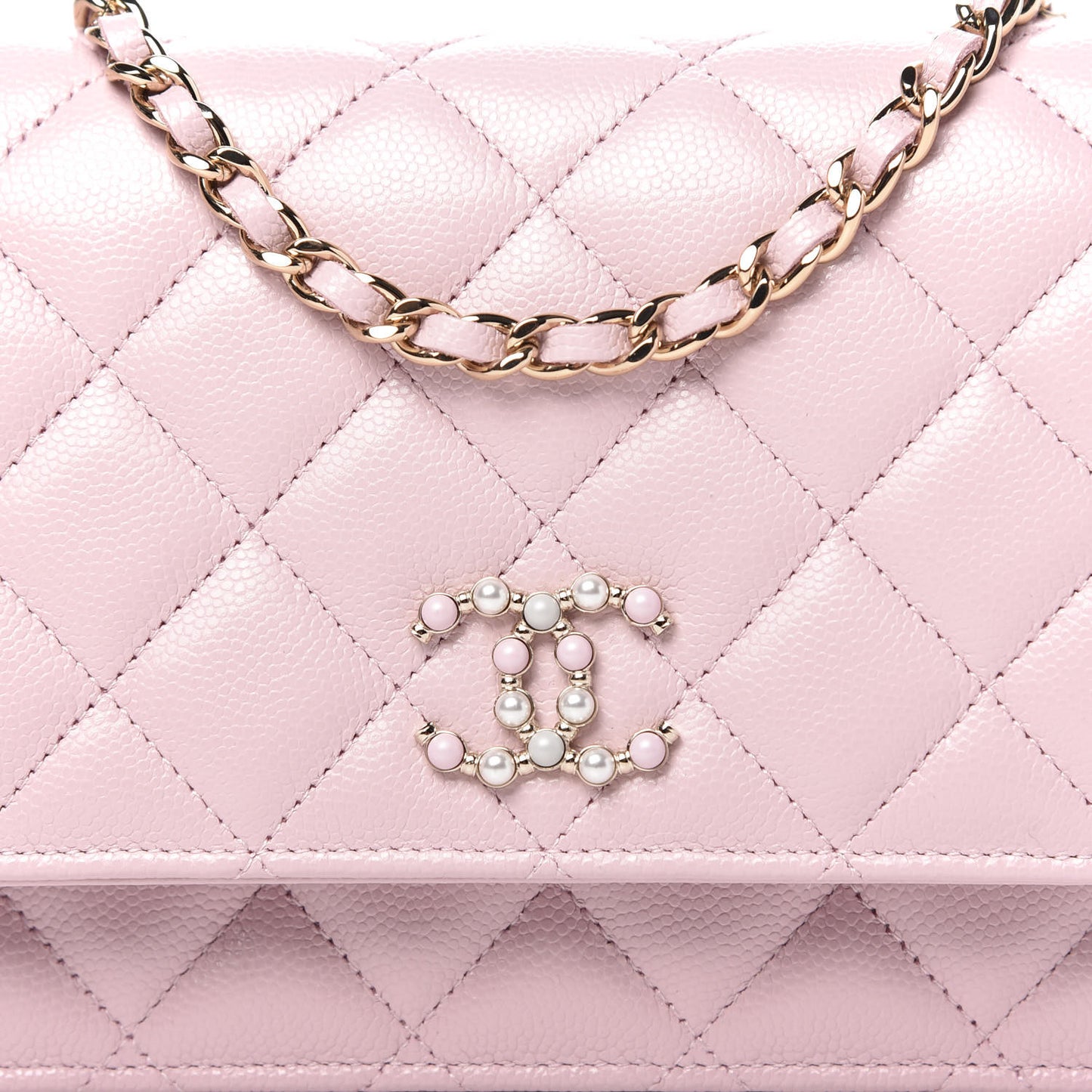 Caviar Quilted Coco Candy Wallet On Chain WOC Light Pink