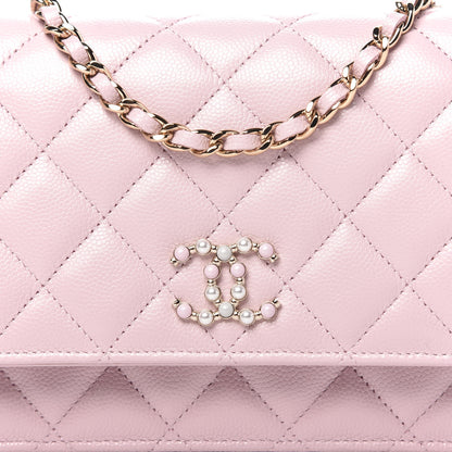 Chanel Caviar Quilted Coco Candy Wallet On Chain WOC Light Pink 11 of 12