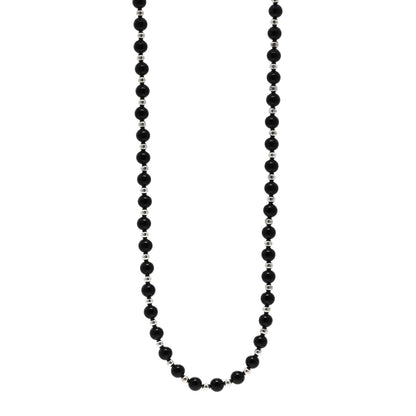 Tiffany Sterling Silver Black Onyx Bead Necklace 1 of 4