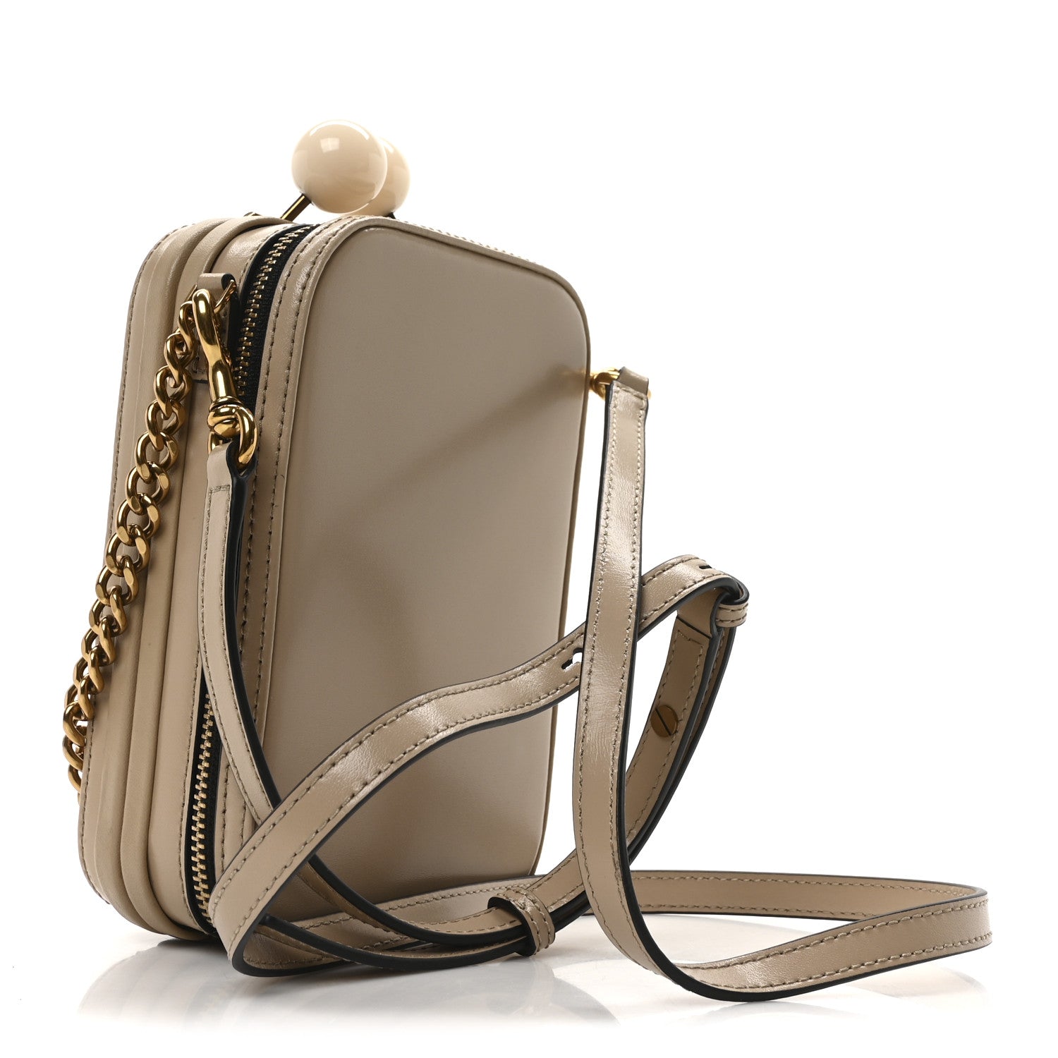 Marc Jacobs Smooth Calfskin The Vanity Crossbody Bag Beige 1745964