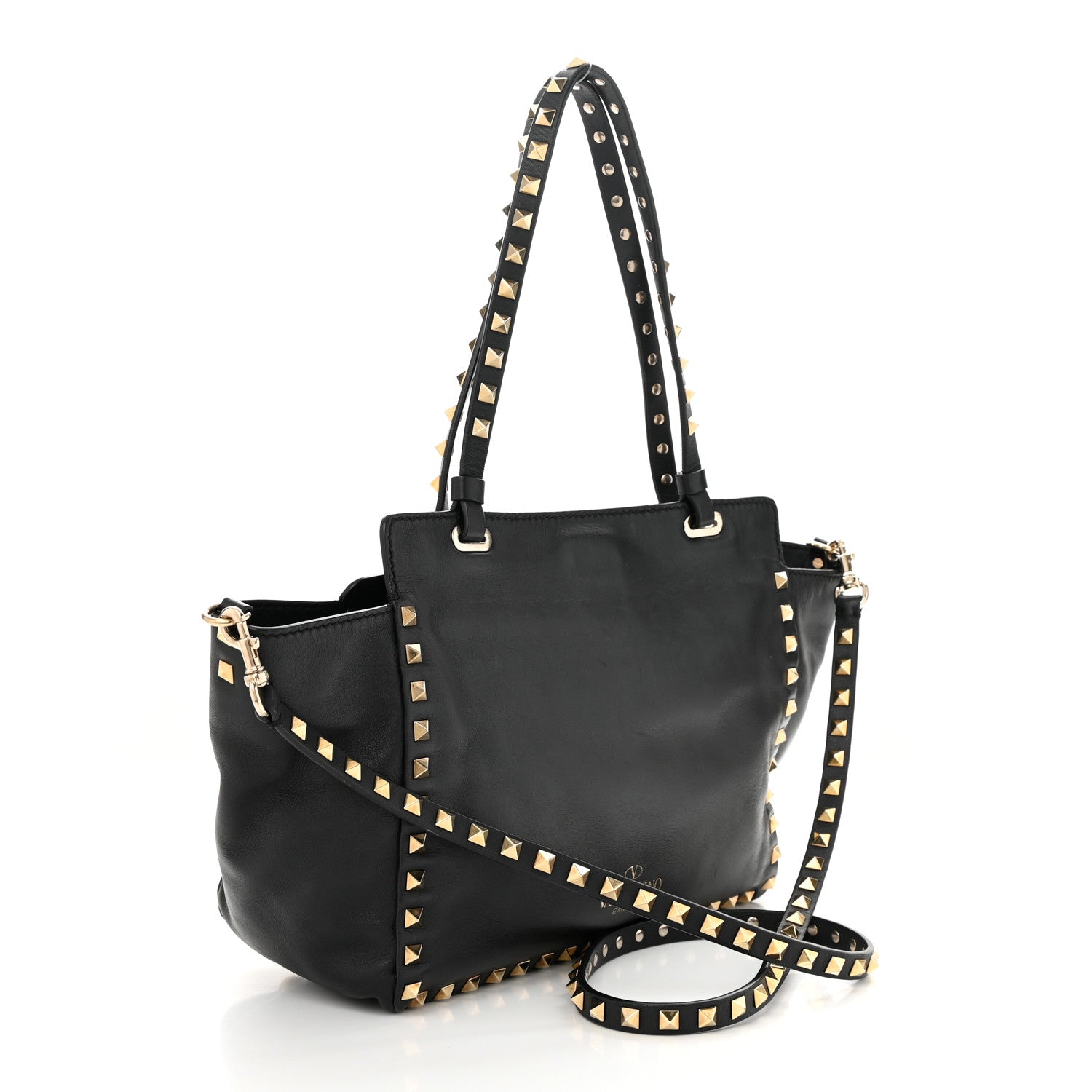 Valentino Garavani Vitello Small Rockstud Tote Black 3 of 9