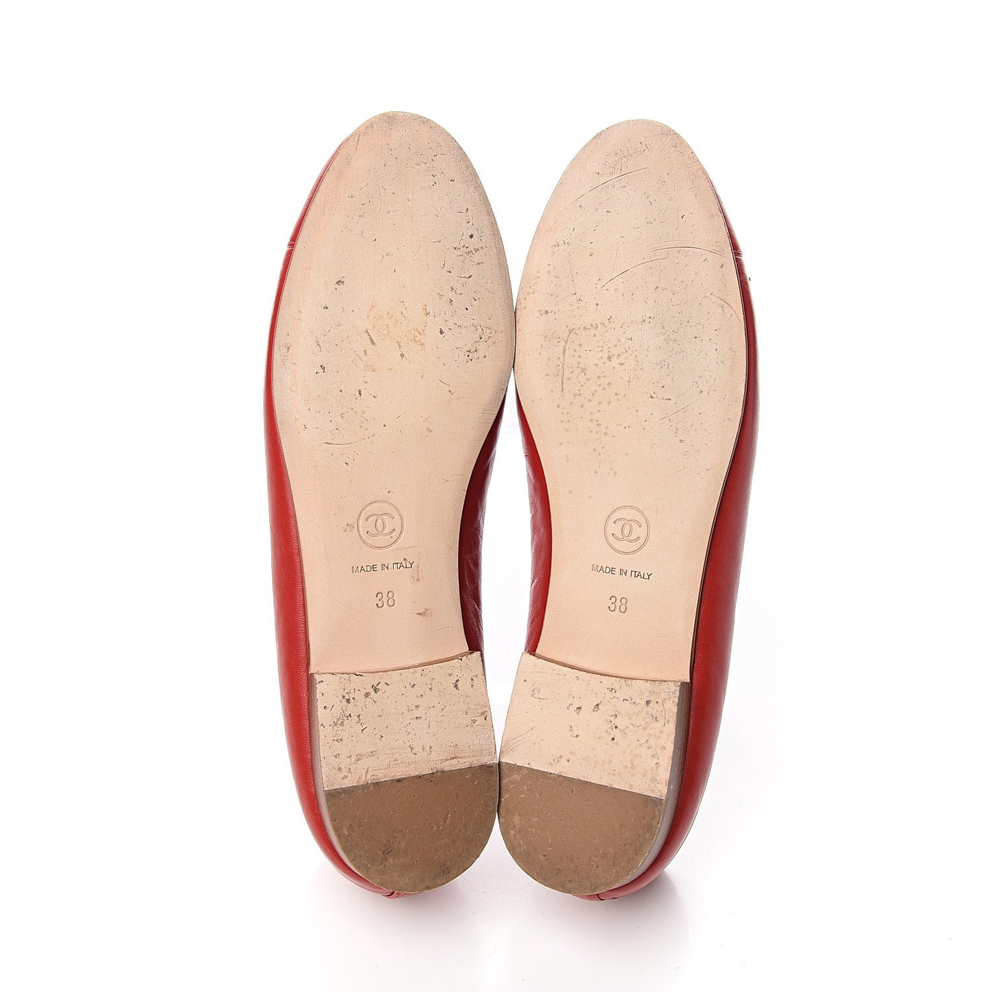 Lambskin Cap Toe Ballerina Flats 38 Red