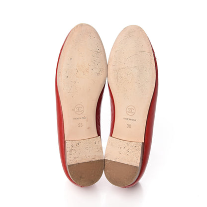 Chanel Lambskin Cap Toe Ballerina Flats 38 Red 5 of 8