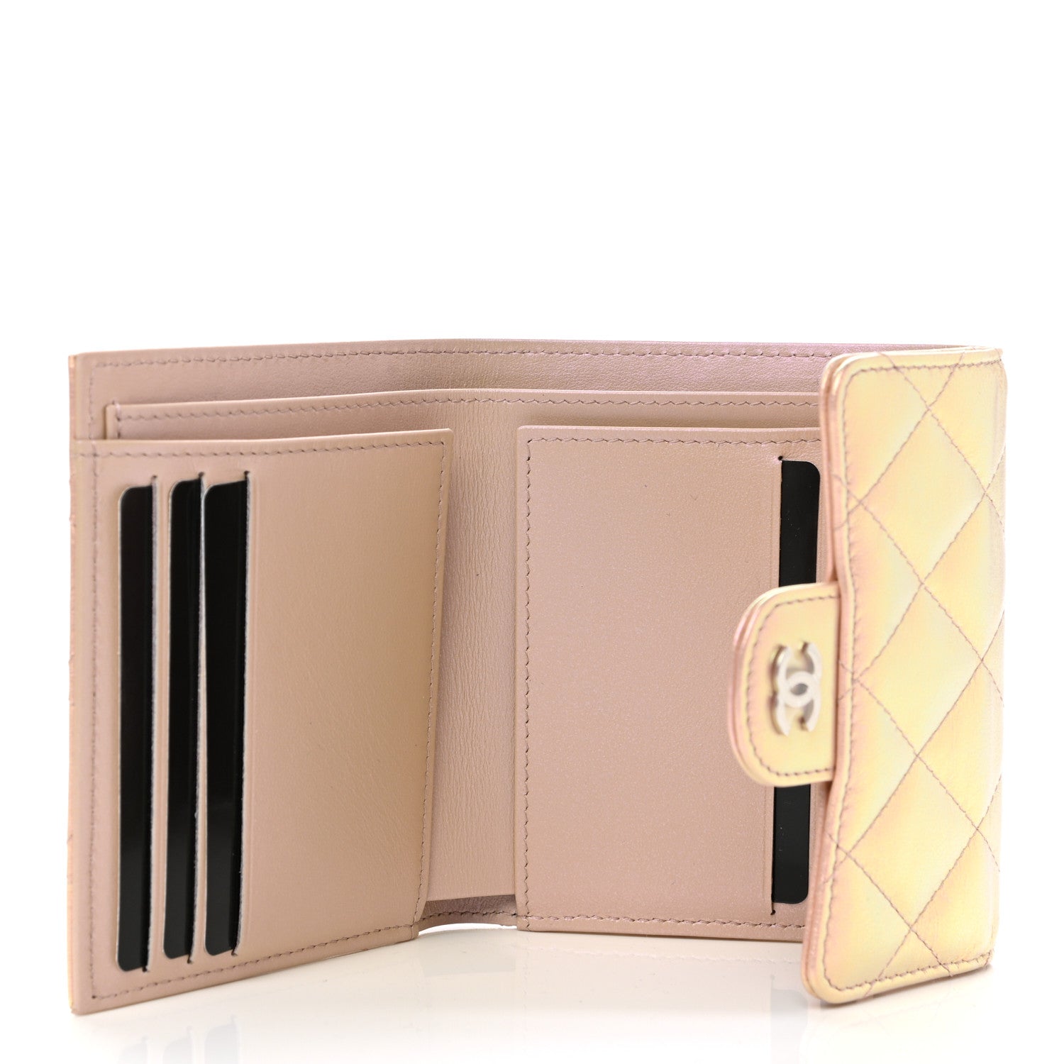Chanel Iridescent Calfskin Quilted Compact Flap Wallet Pink 5 of 8