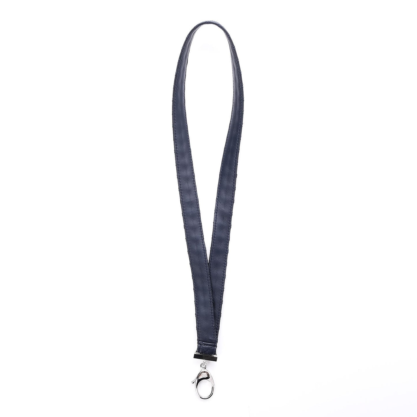 Lambskin Quilted Lanyard Key Holder Necklace Navy