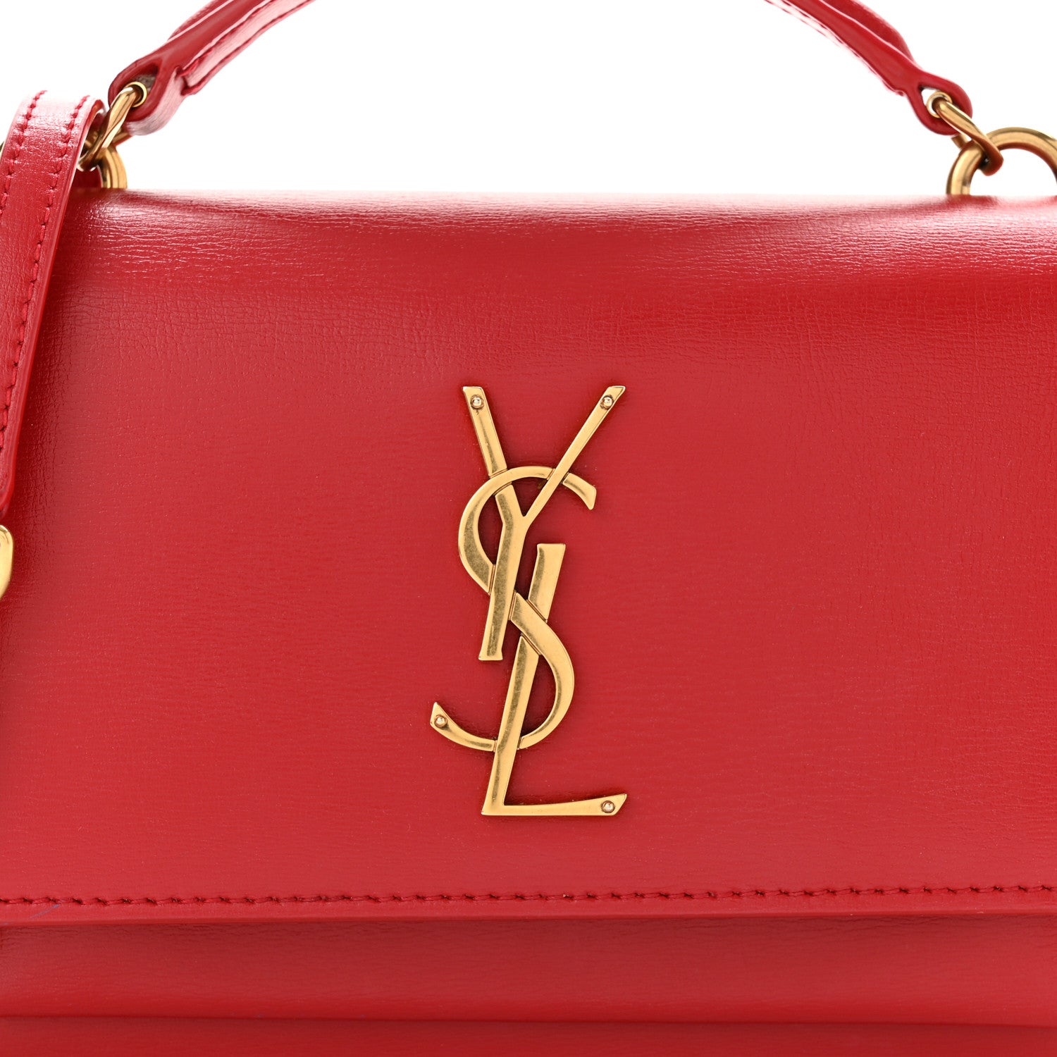 Saint Laurent Calfskin Monogram Sunset Chain Wallet Rosso 7 of 10