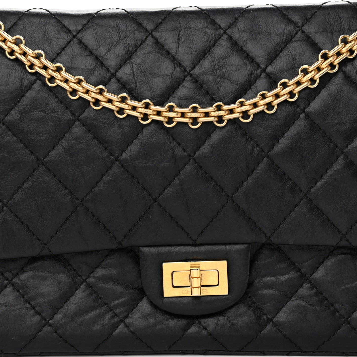 Aged Calfskin Quilted 2.55 Reissue 226 Flap Black