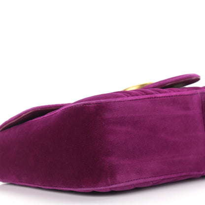 Gucci Velvet Matelasse Small GG Marmont Shoulder Bag Fuchsia Violet Cyclamen 9 of 14
