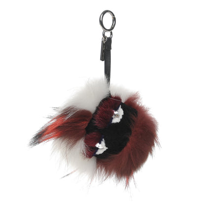Fendi Mink Fox Rabbit Fur Juju Monster Bag Bug Charm Dark Red 1 of 4