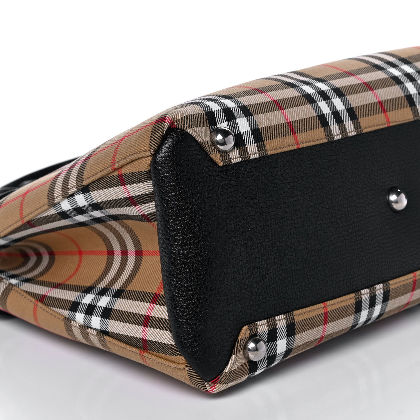 Goatskin Vintage Check Medium Banner Tote Black