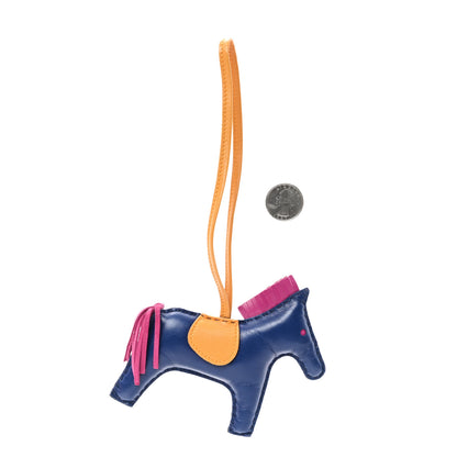 Hermes Milo Lambskin Grigri Rodeo Horse Bag Charm MM Saphir Rose Pourpre Naturel Bouton D'Or 2 of 4