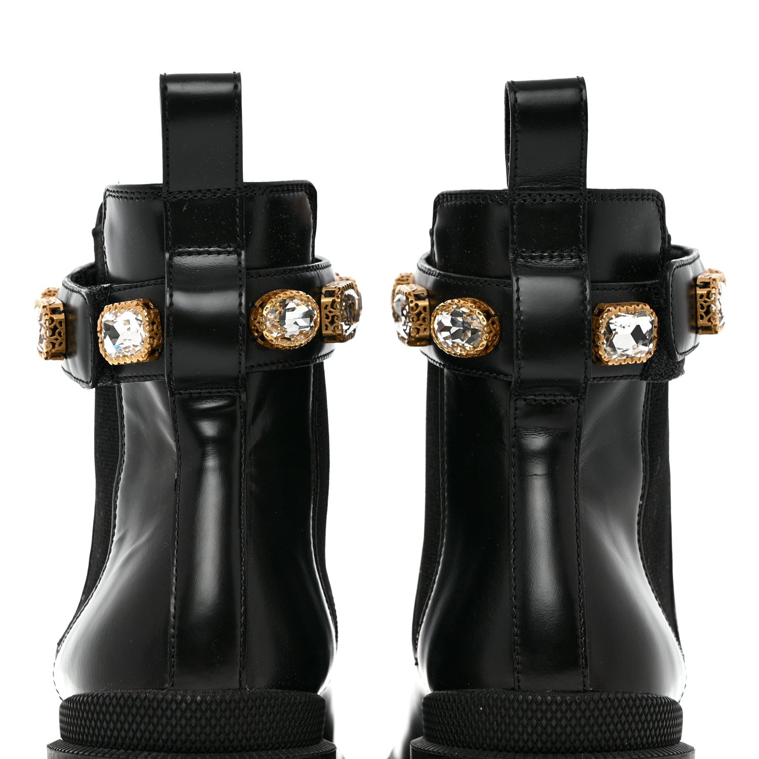 Gucci Calfskin Crystal GG Trip Chelsea Ankle Boots 39.5 Black 5 of 15