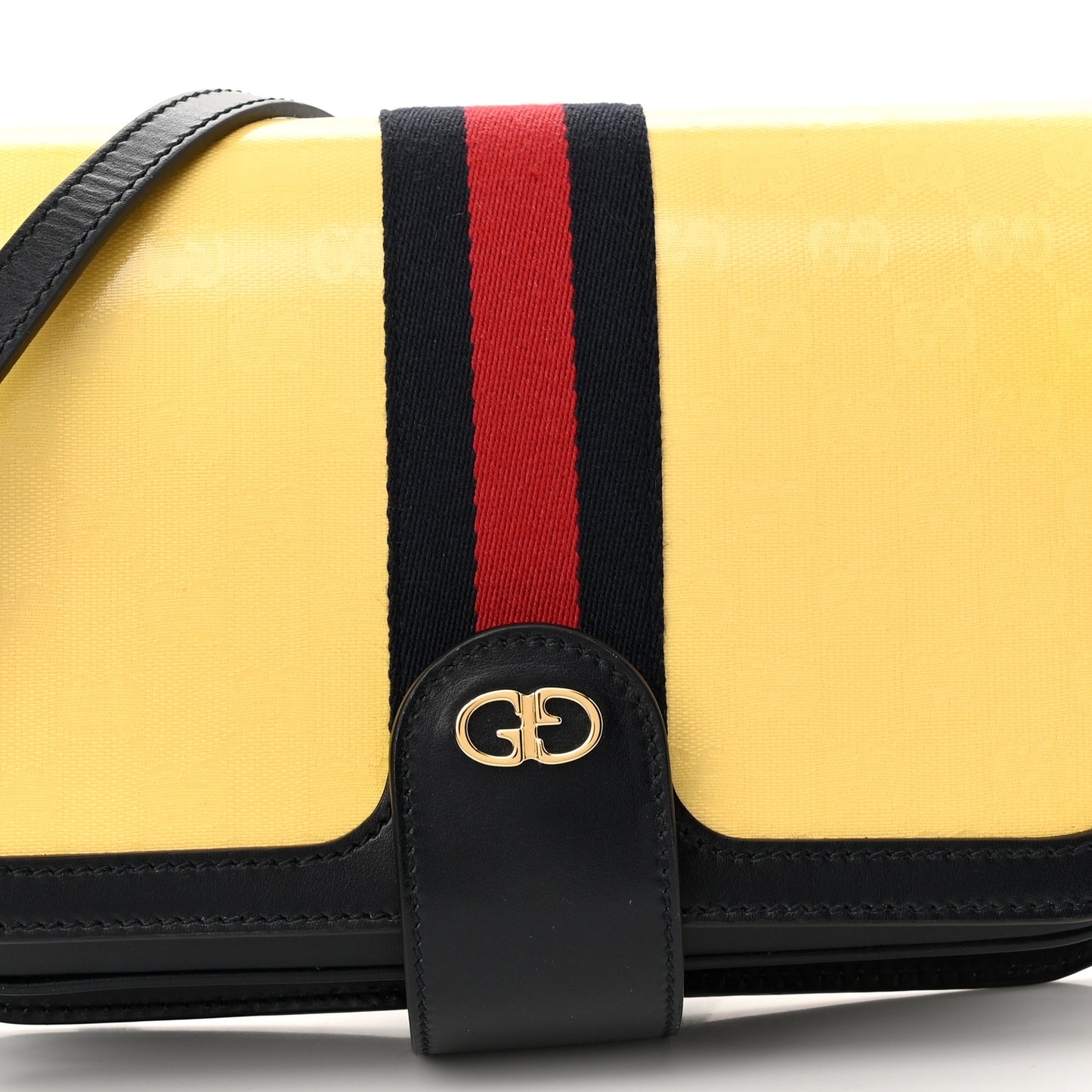 Crystal Monogram Plutone Calfskin Web Ophidia Flap Messenger Bag Straw Yellow Blue