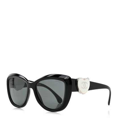 Chanel Acetate Enamel Heart Butterfly Sunglasses 5517 Black 1 of 8
