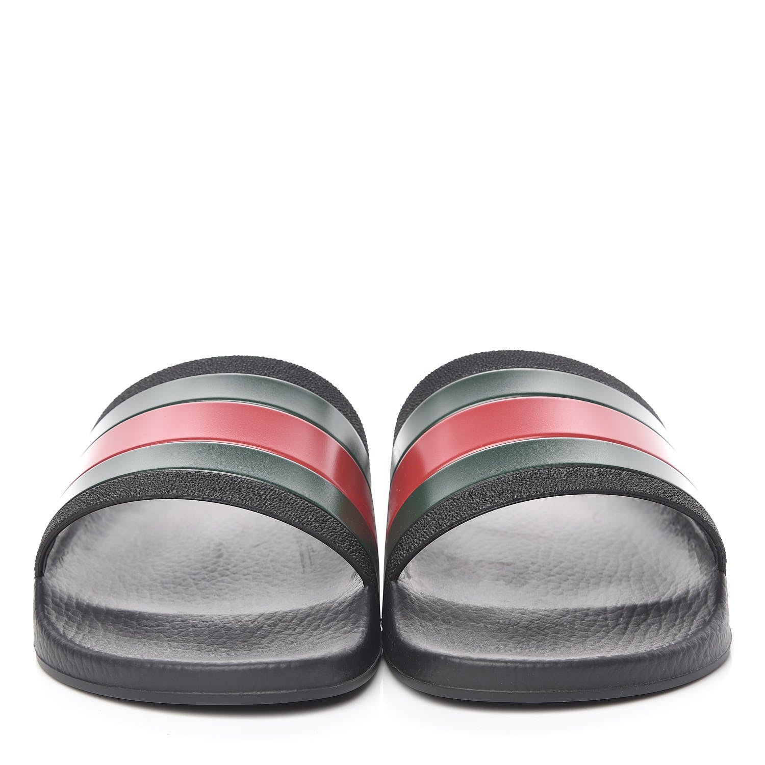 Gucci Rubber Web Mens Pool Slide Sandals 6 Black Green Red 2 of 11