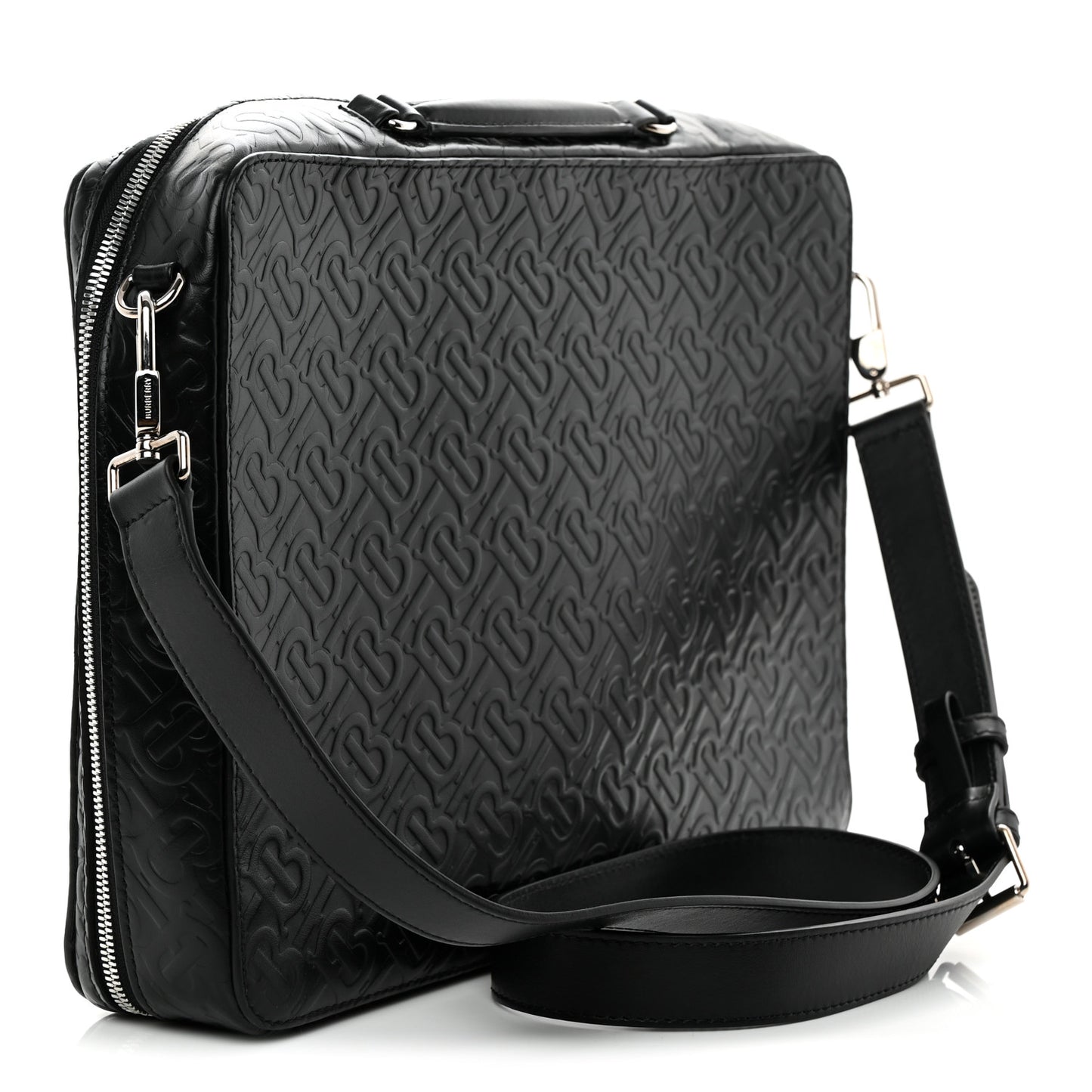 Calfskin Embossed TB Triple Stud Briefcase Black