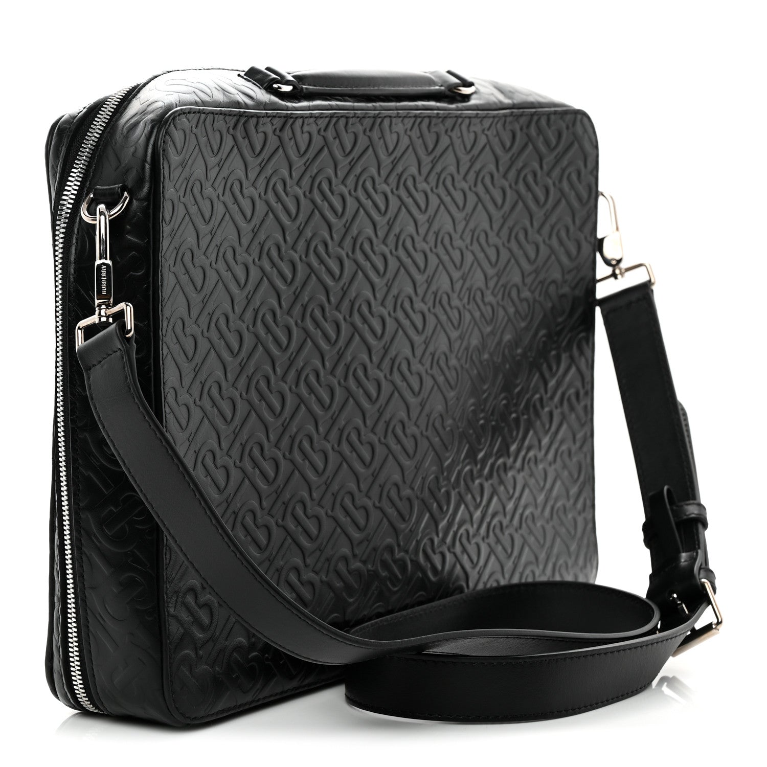 Burberry Calfskin Embossed TB Triple Stud Briefcase Black 3 of 10